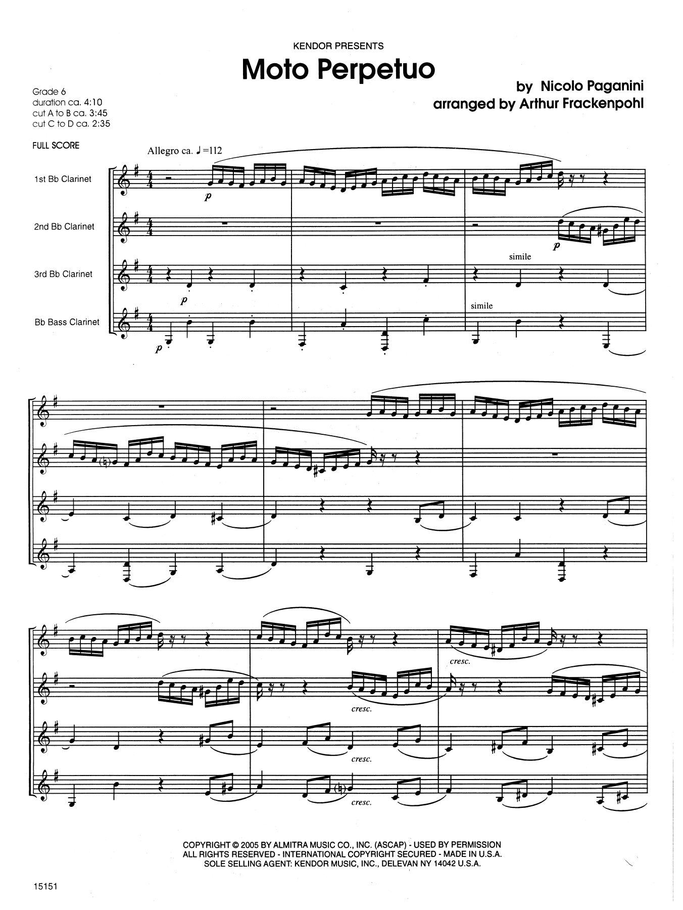 Moto Perpetuo - Full Score (Woodwind Ensemble) von Arthur Frackenpohl