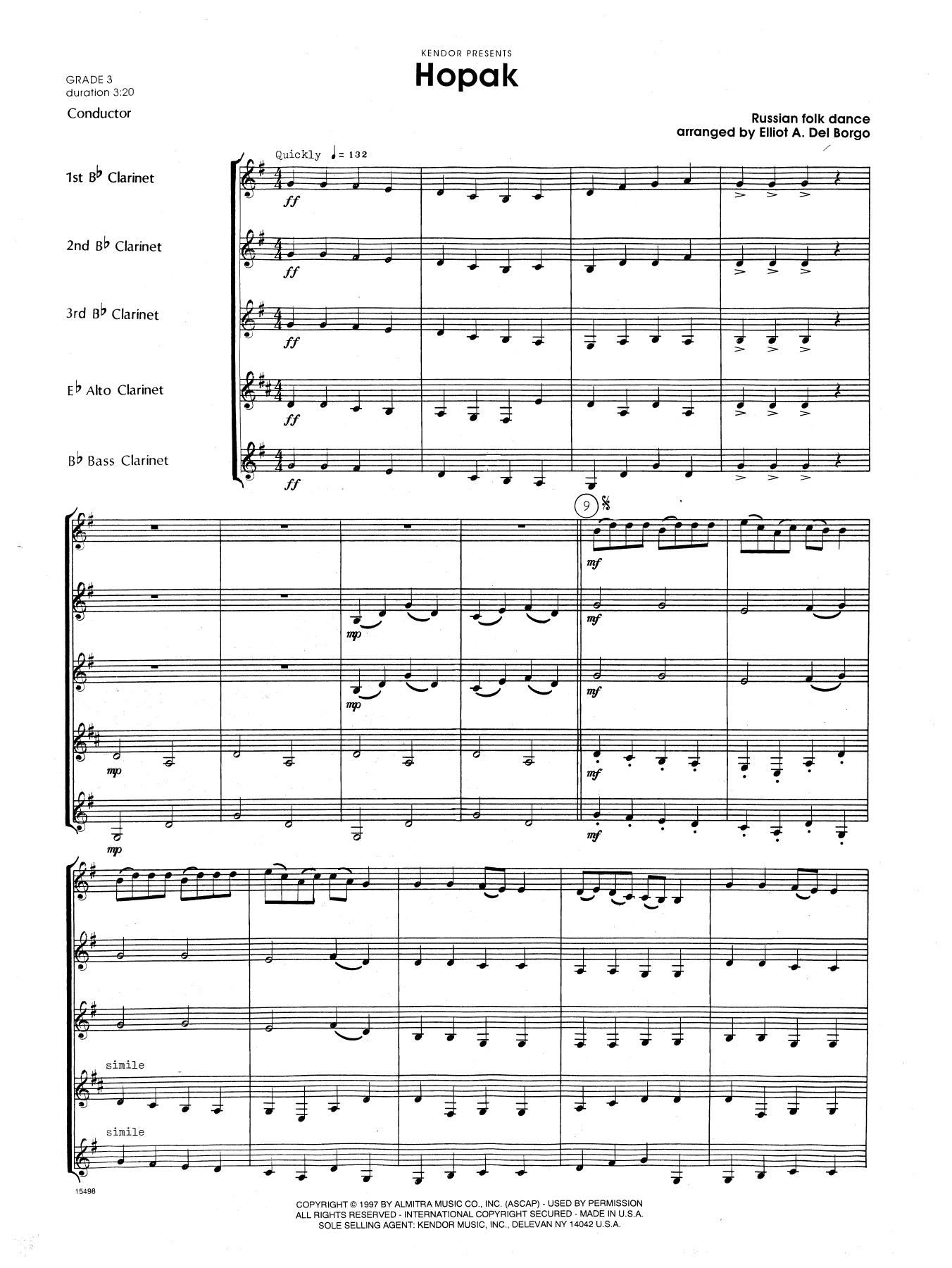 Hopak - Full Score (Woodwind Ensemble) von Elliot A. Del Borgo