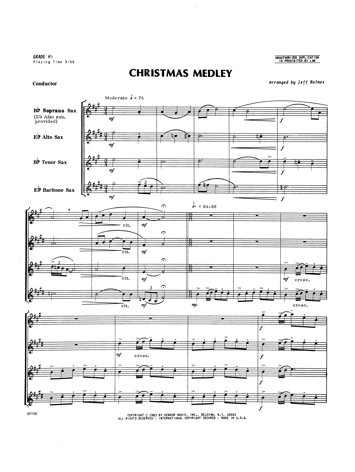 Christmas Medley - Full Score (Woodwind Ensemble) von Holmes