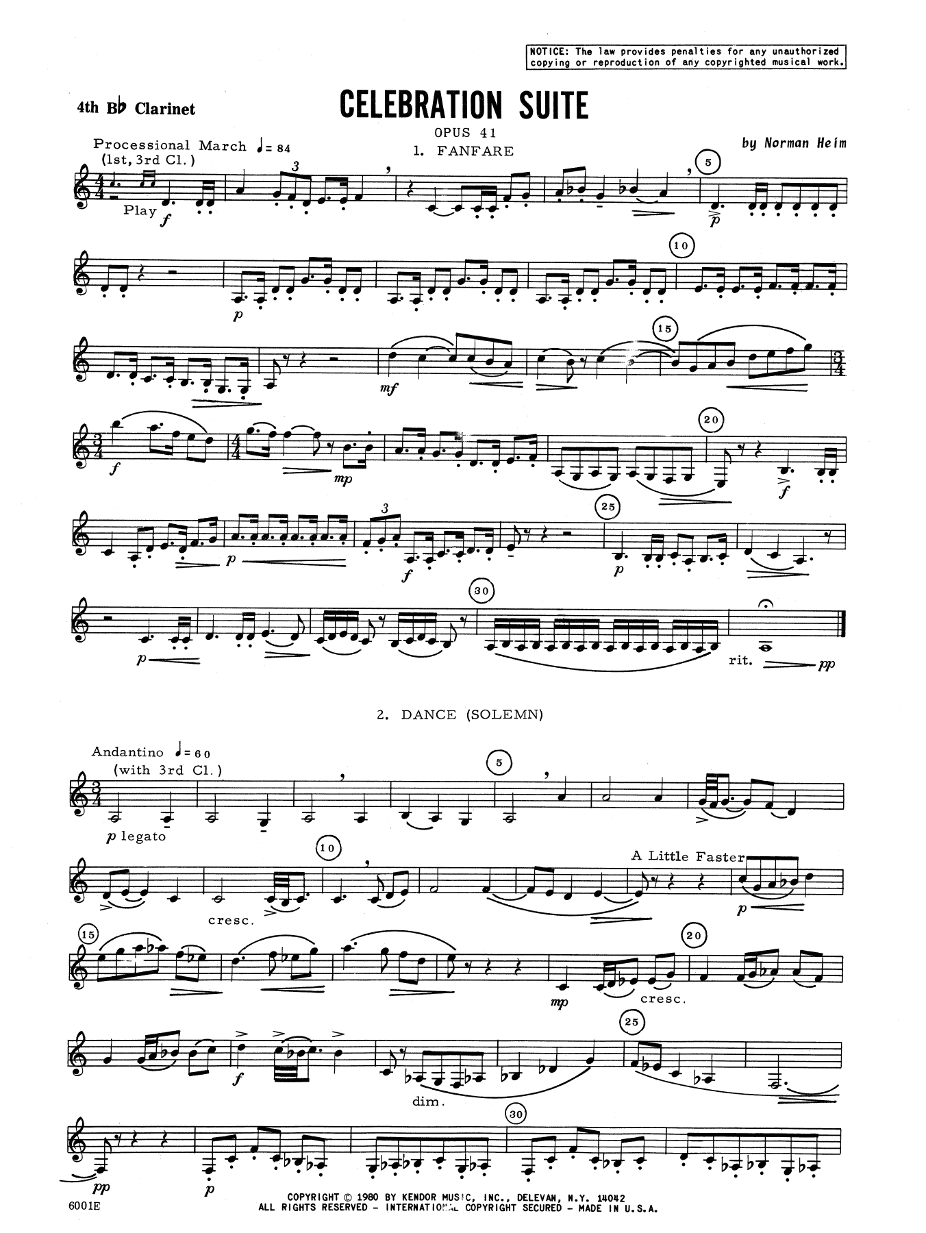 Celebration Suite - 4th Bb Clarinet (Woodwind Ensemble) von Heim