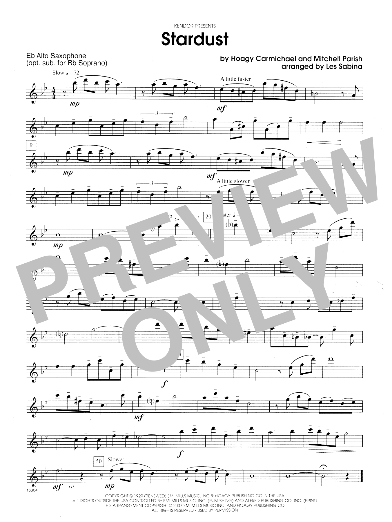 Stardust - Opt. Alto Sax (Woodwind Ensemble) von Les Sabina