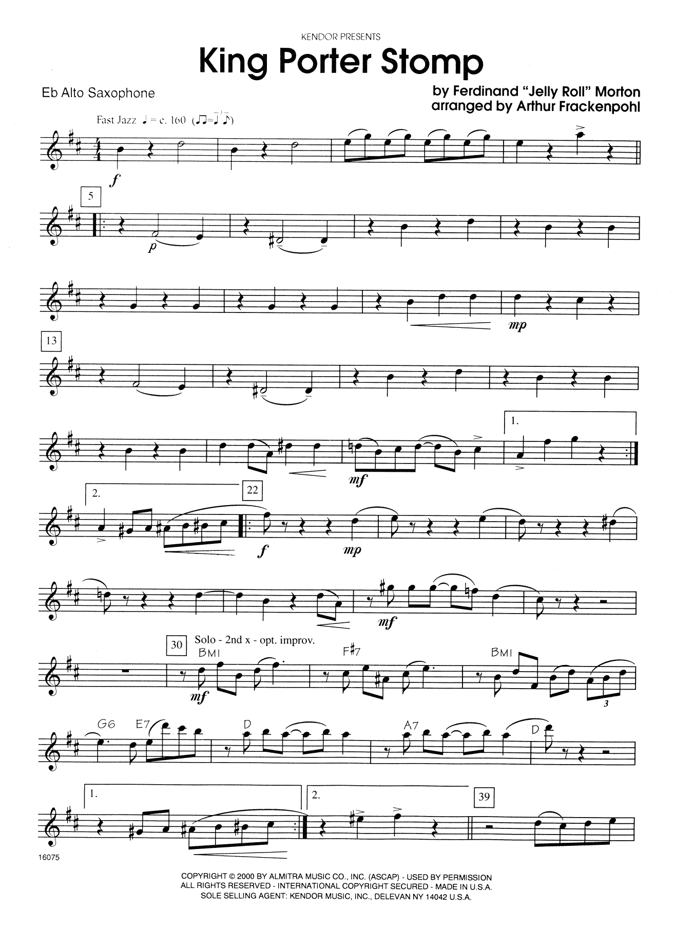 King Porter Stomp - Eb Alto Saxophone (Woodwind Ensemble) von Arthur Frackenpohl