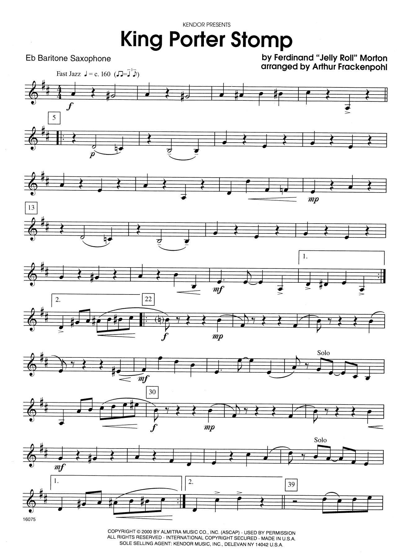 King Porter Stomp - Eb Baritone Saxophone (Woodwind Ensemble) von Arthur Frackenpohl