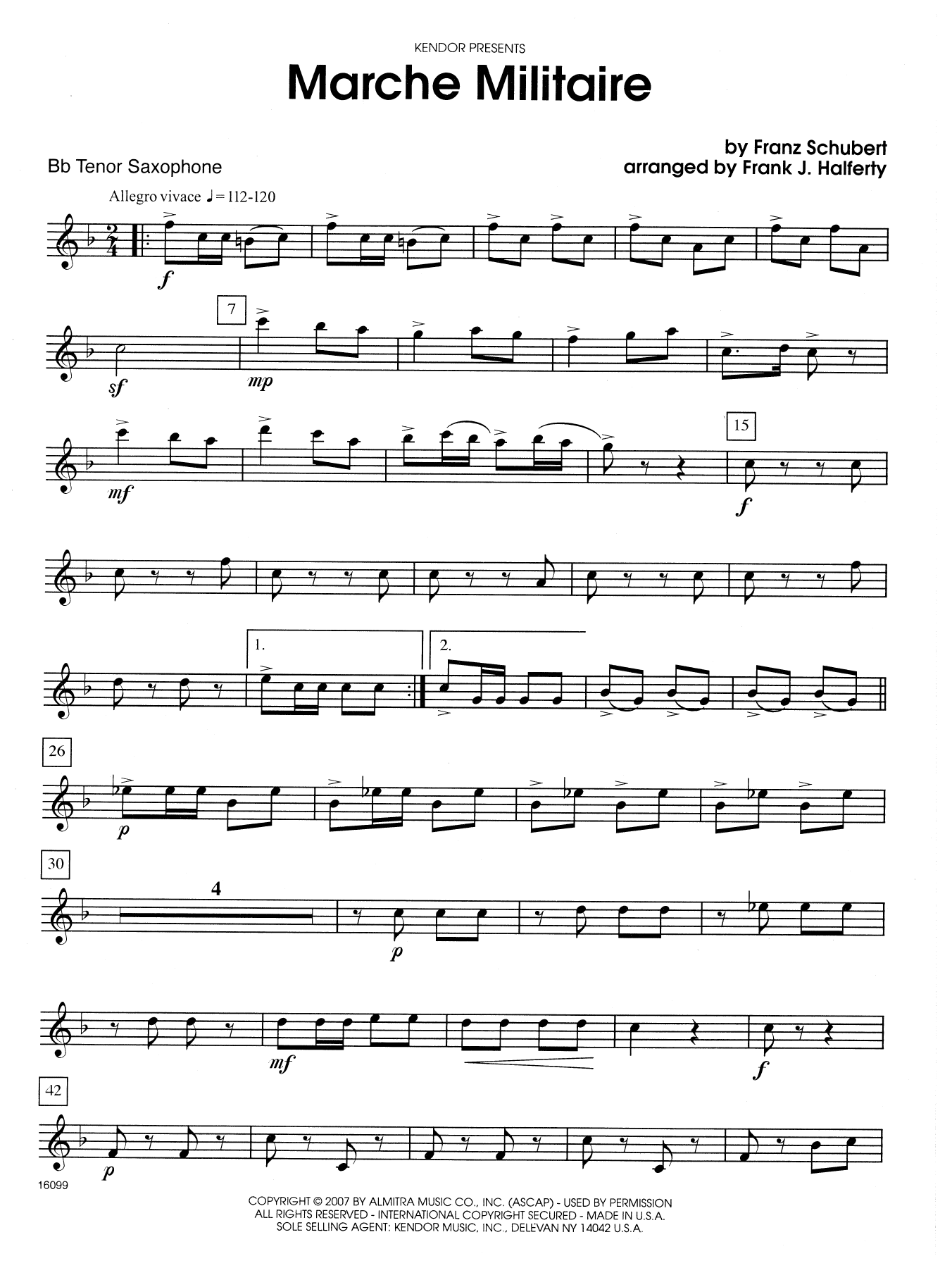Marche Militaire - Bb Tenor Saxophone (Woodwind Ensemble) von Frank J. Halferty