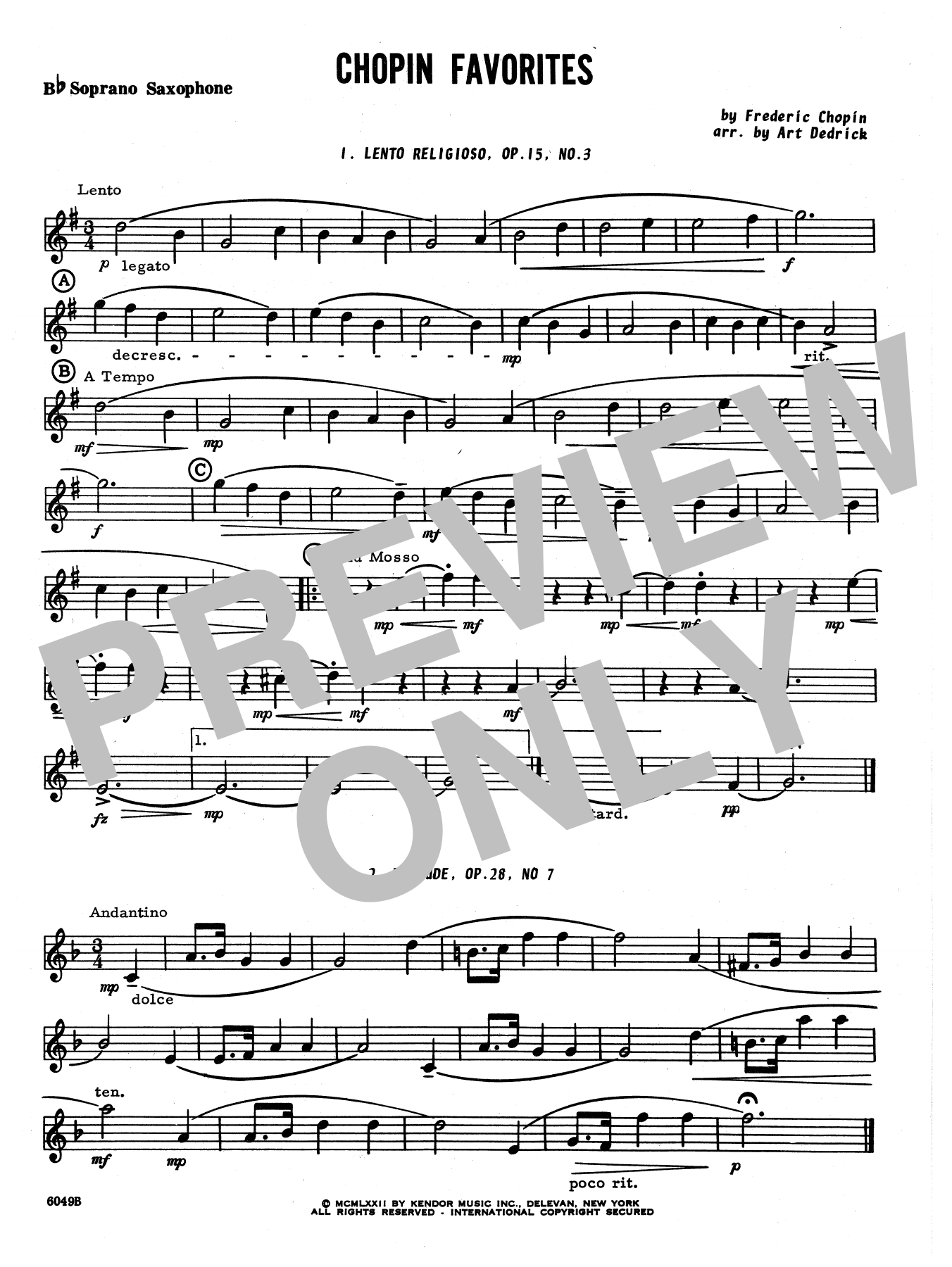 Chopin Favorites - Bb Soprano Sax (Woodwind Ensemble) von Art Dedrick