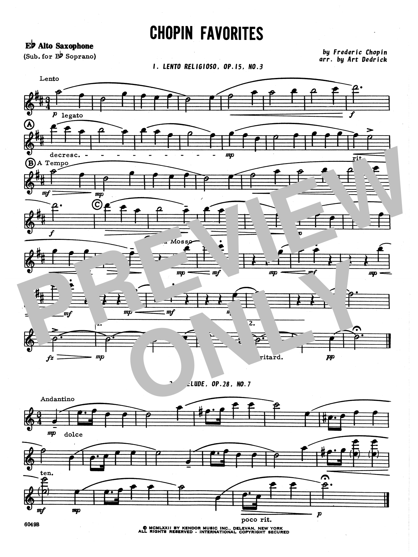 Chopin Favorites - Opt. Alto Sax (Woodwind Ensemble) von Art Dedrick