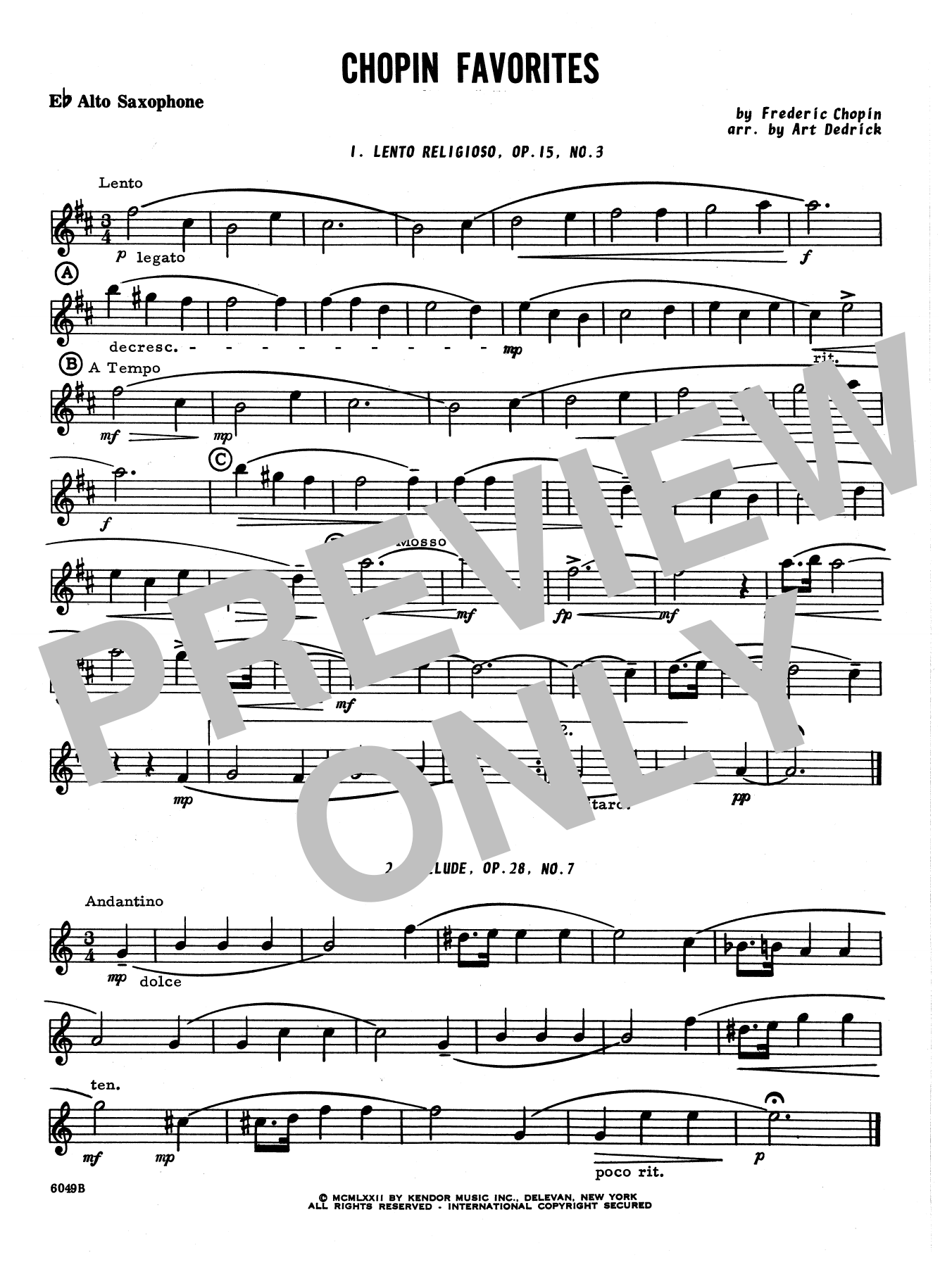 Chopin Favorites - Eb Alto Saxophone (Woodwind Ensemble) von Art Dedrick