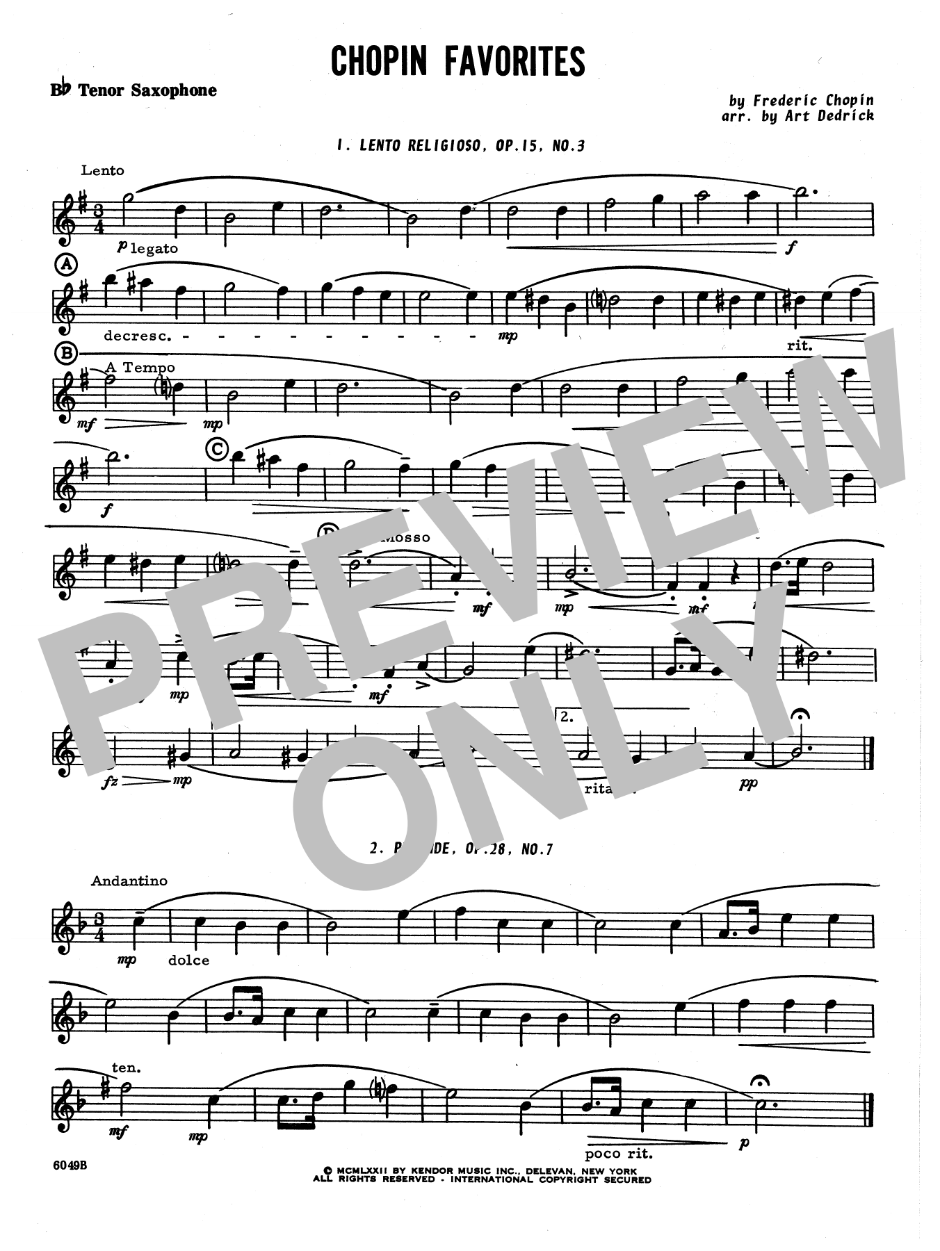 Chopin Favorites - Bb Tenor Saxophone (Woodwind Ensemble) von Art Dedrick