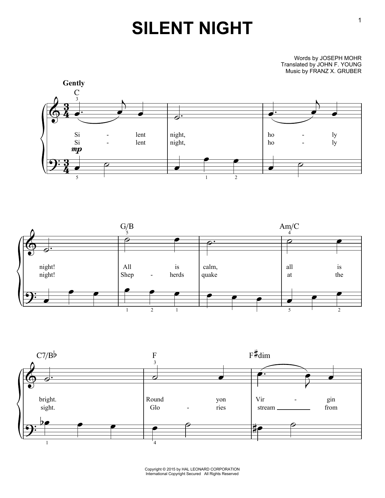 Silent Night (Easy Piano) von Franz Gruber