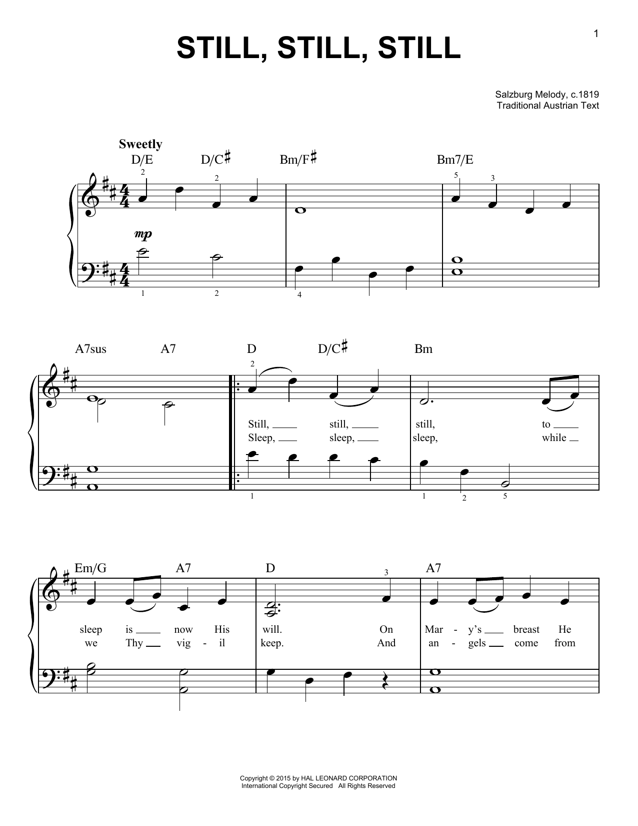 Still, Still, Still (Very Easy Piano) von Salzburg Melody c.1819