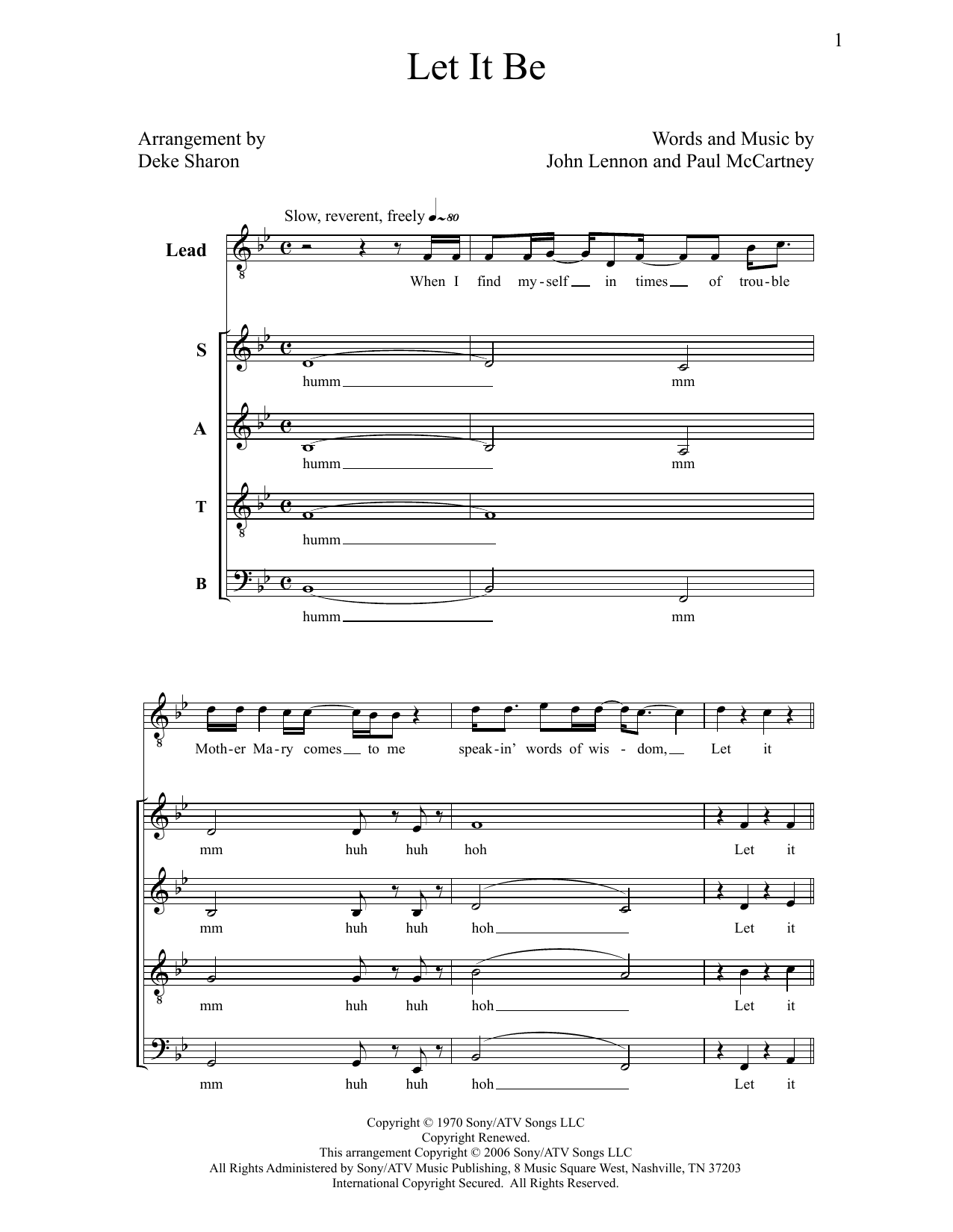 Let It Be (SATB Choir) von Deke Sharon