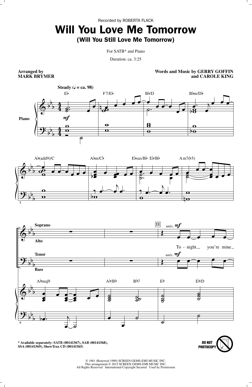 Will You Love Me Tomorrow (Will You Still Love Me Tomorrow) (SATB Choir) von Mark Brymer