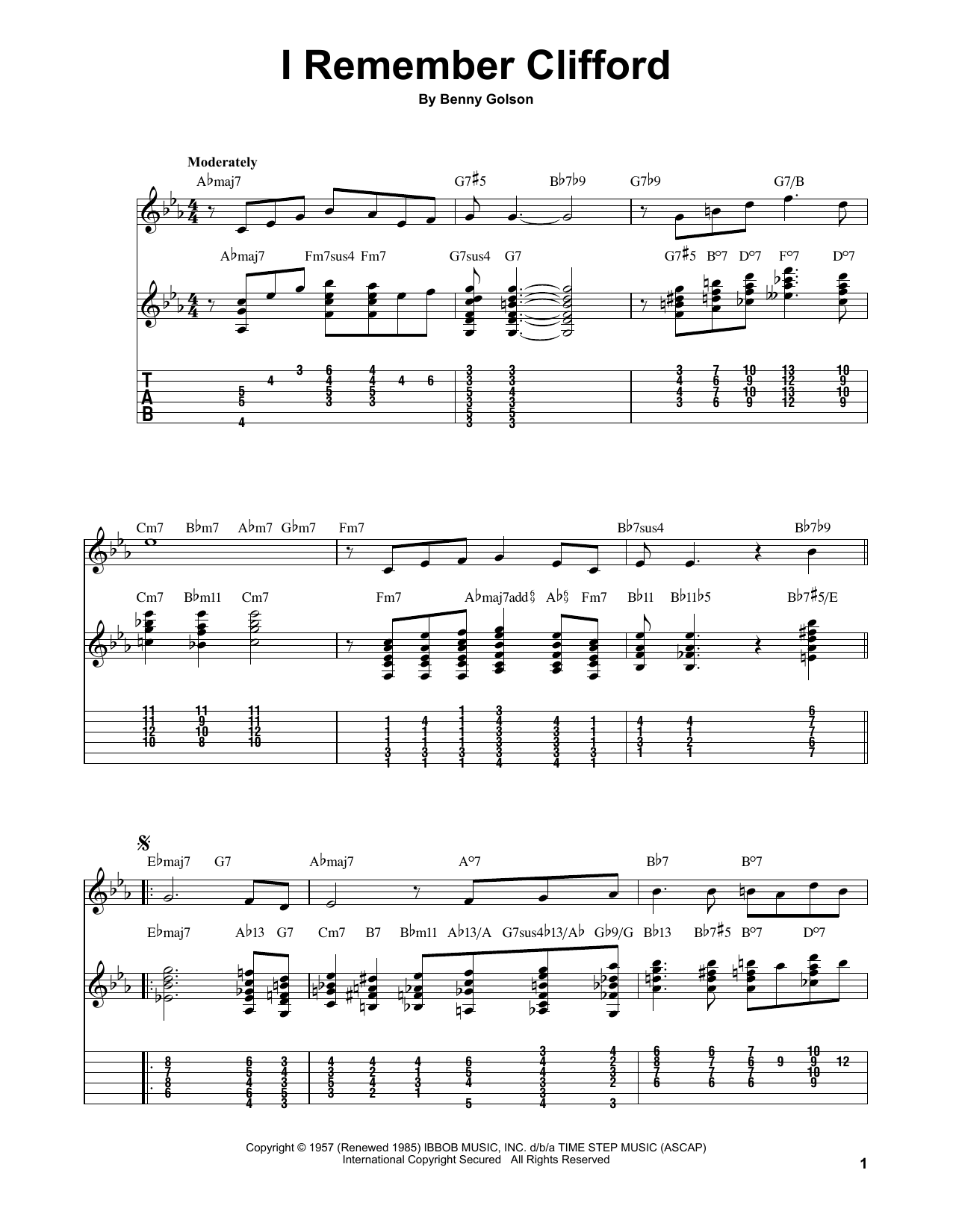 I Remember Clifford (arr. Robert B. Yelin) (Easy Guitar Tab) von Benny Golson