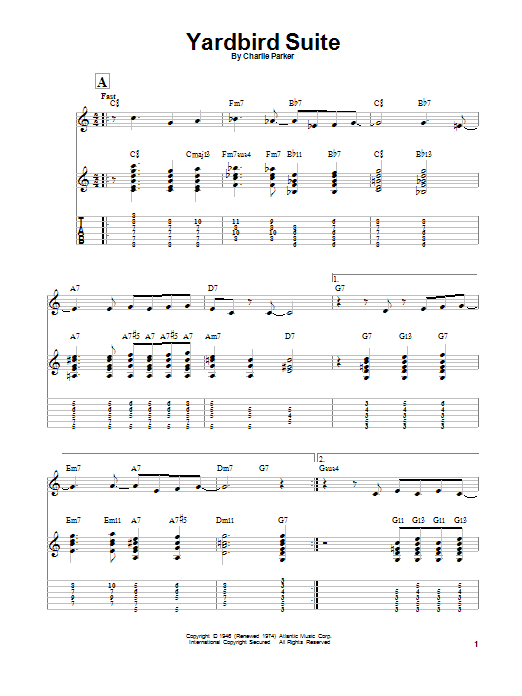 Yardbird Suite (Easy Guitar Tab) von Charlie Parker