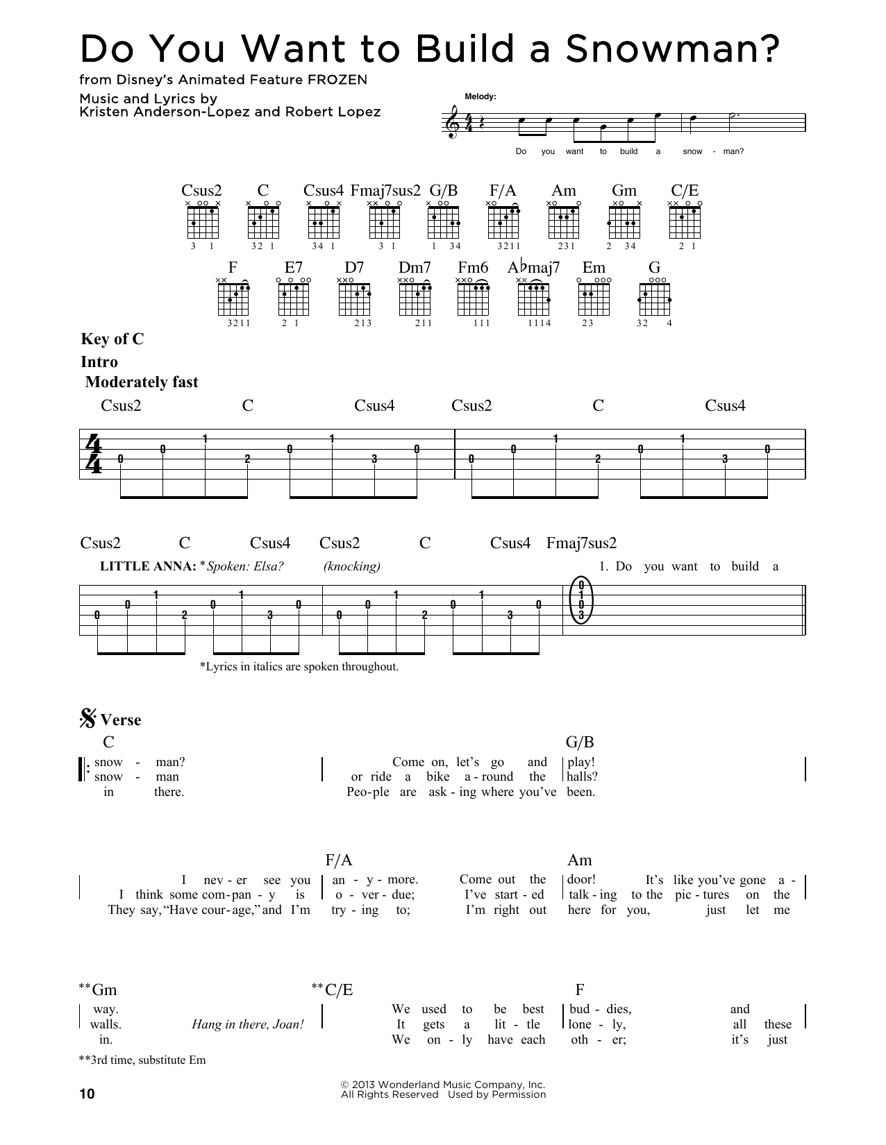 Do You Want To Build A Snowman? (from Frozen) (Guitar Lead Sheet) von Kristen Bell, Agatha Lee Monn & Katie Lopez