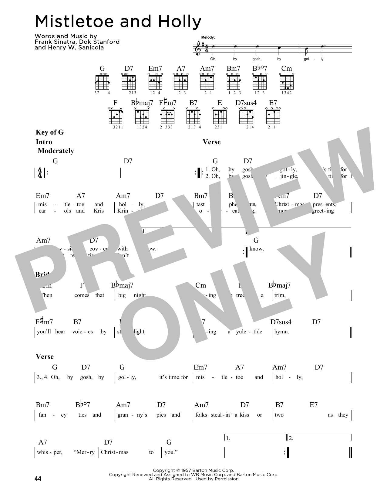 Mistletoe And Holly (Guitar Lead Sheet) von Frank Sinatra