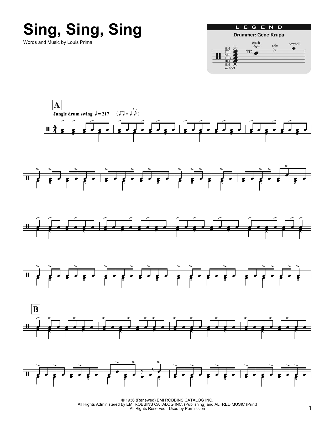 Sing, Sing, Sing (Drums Transcription) von Benny Goodman