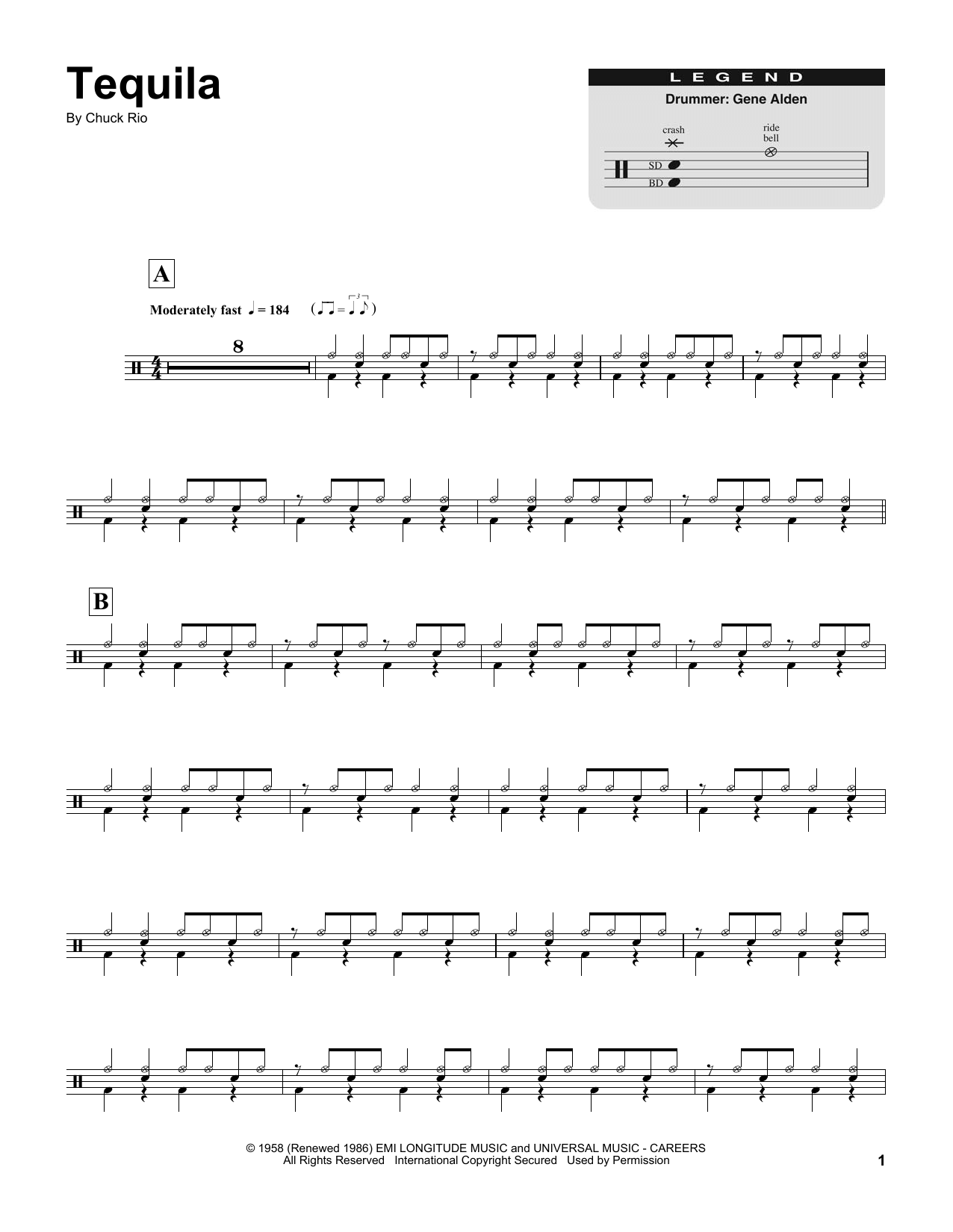 Tequila (Drums Transcription) von The Champs