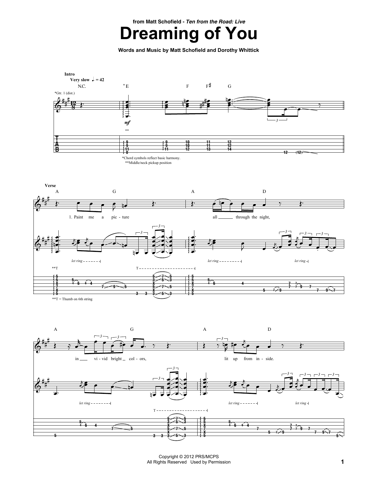 Dreaming Of You (Guitar Tab) von Matt Schofield