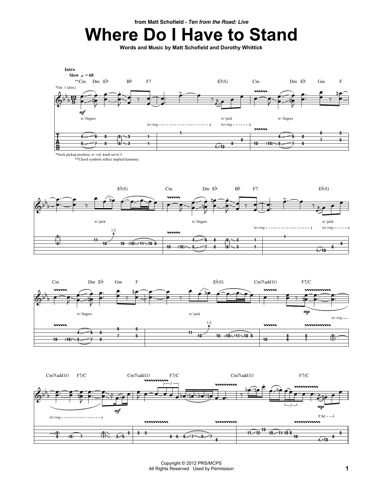 Where Do I Have To Stand (Guitar Tab) von Matt Schofield