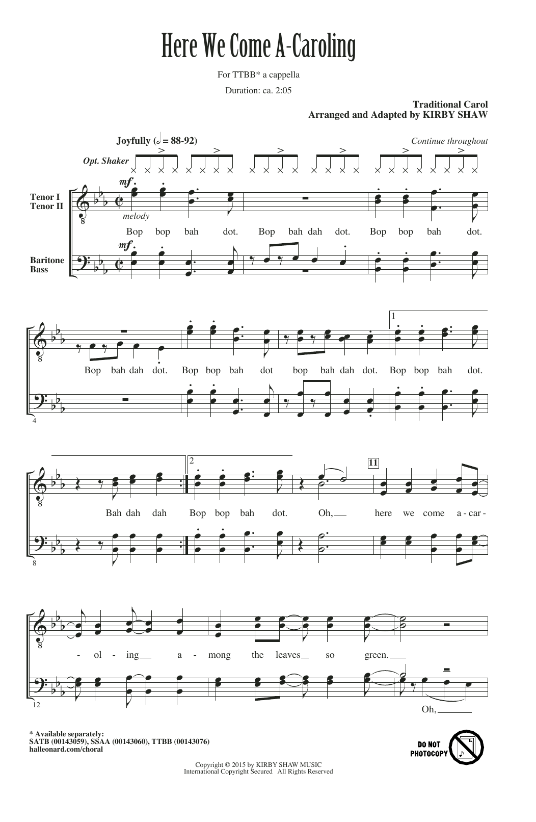 Here We Come A-Caroling (TTBB Choir) von Kirby Shaw