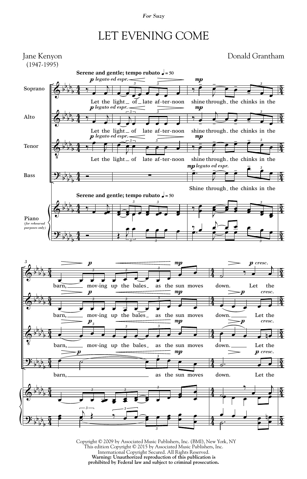 Let Evening Come (SATB Choir) von Donald Grantham