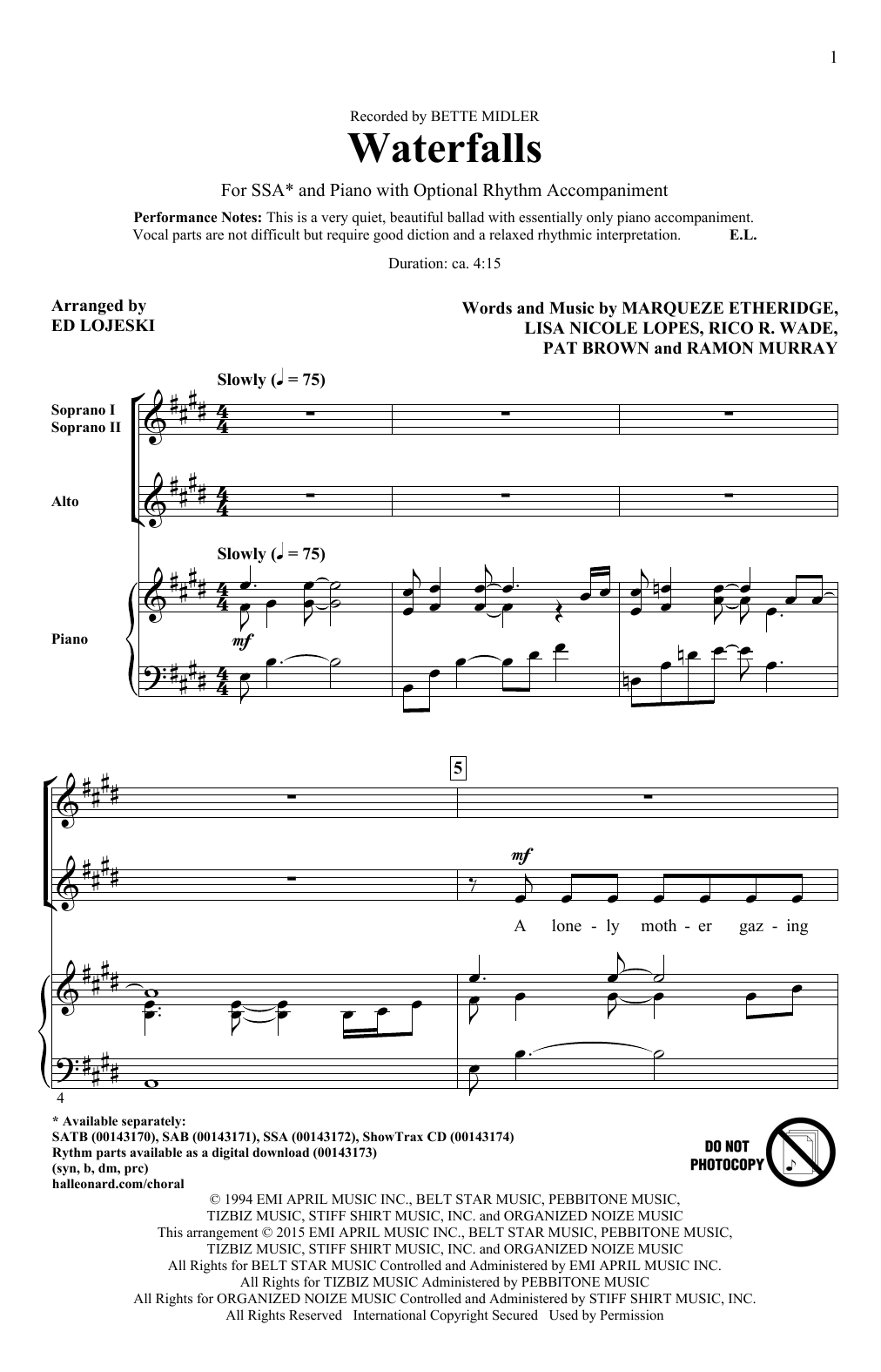 Waterfalls (SSA Choir) von Ed Lojeski