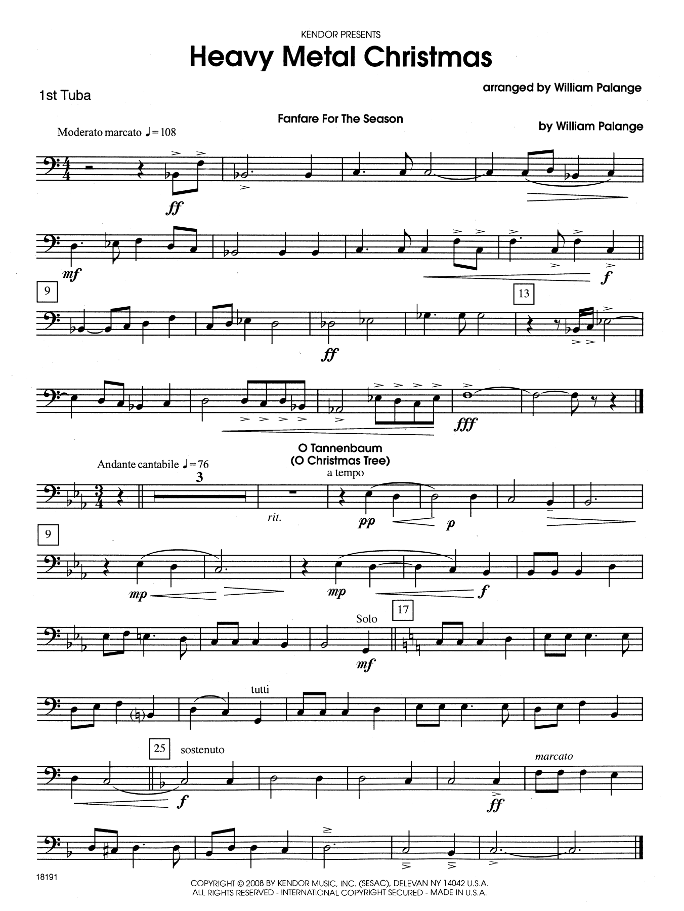 Heavy Metal Christmas - Tuba 1 (Brass Ensemble) von William Palange