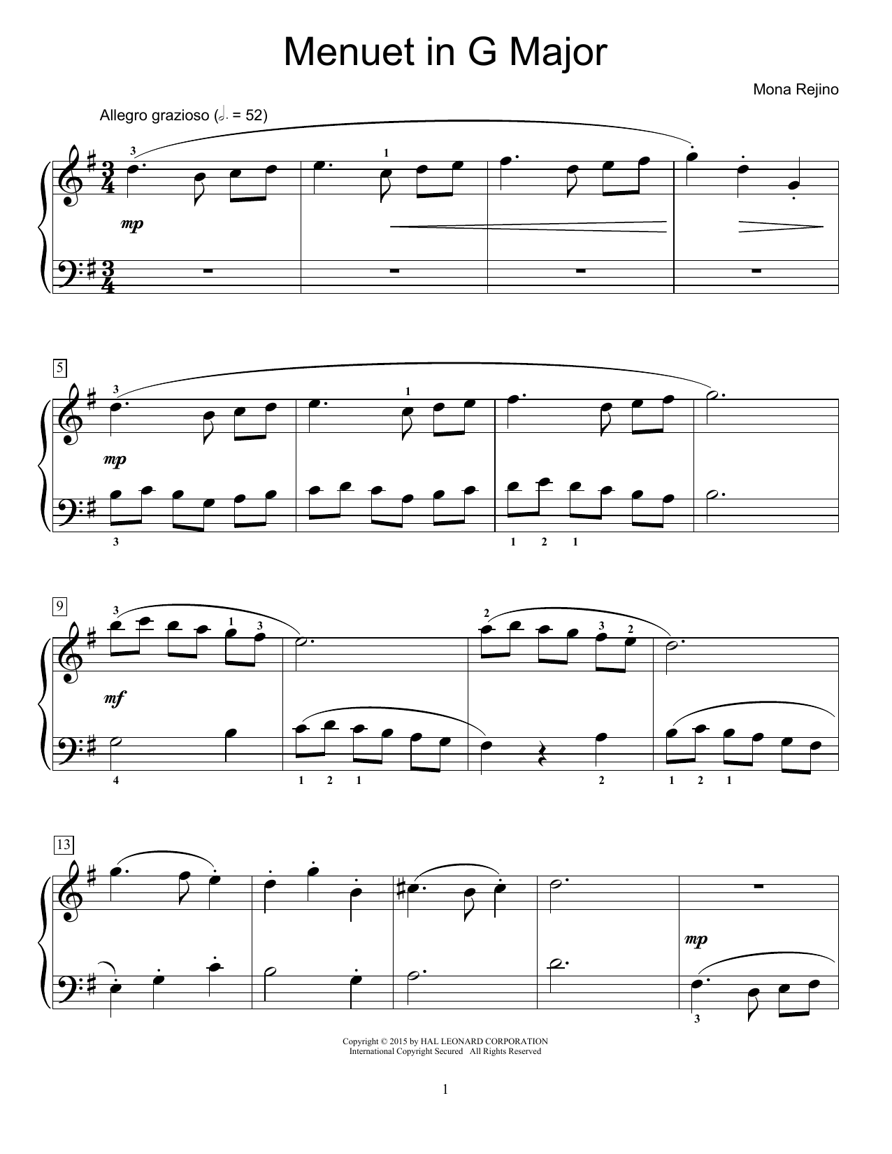 Menuet In G Major (Educational Piano) von Mona Rejino