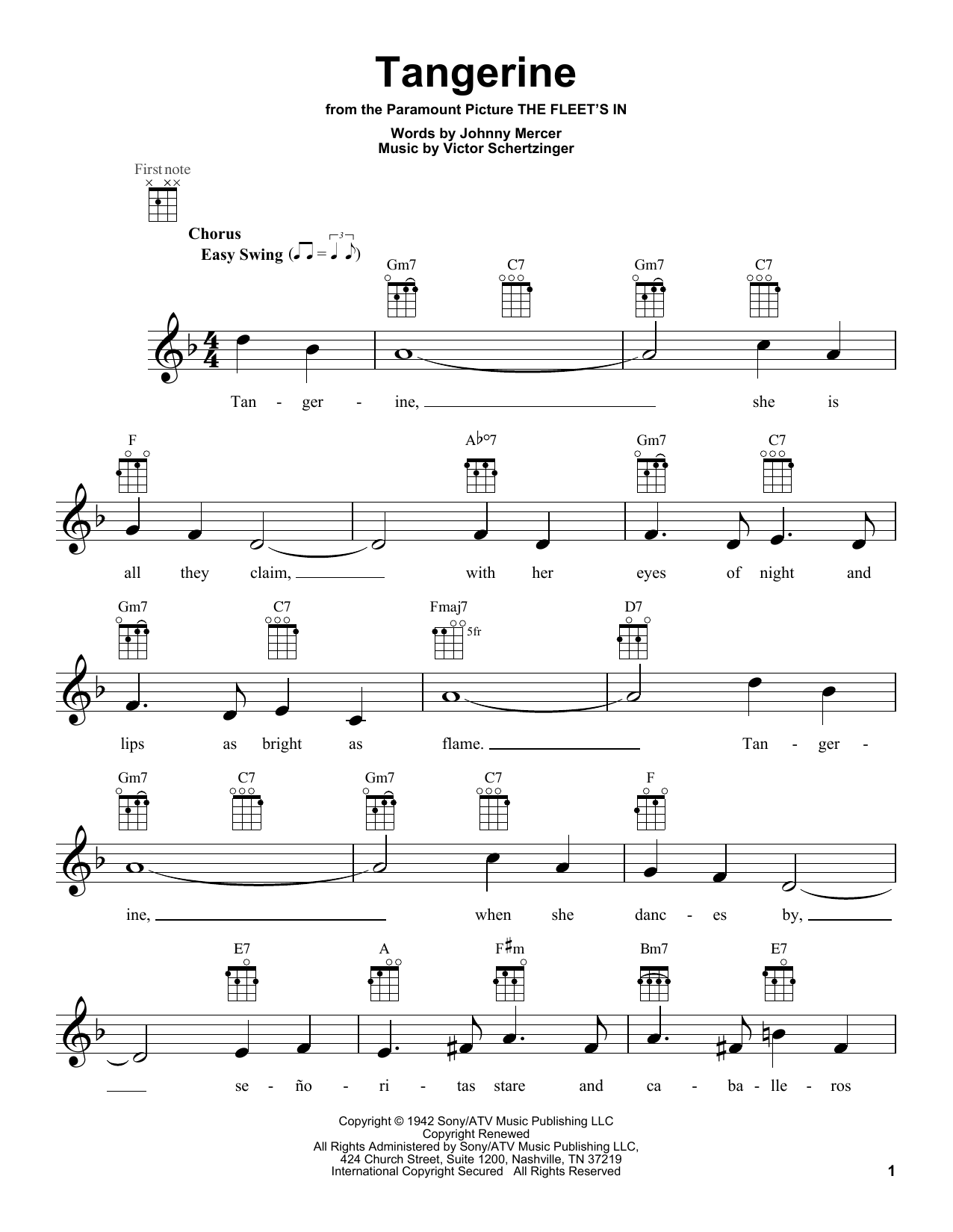 Tangerine (Ukulele) von Jimmy Dorsey & His Orchestra