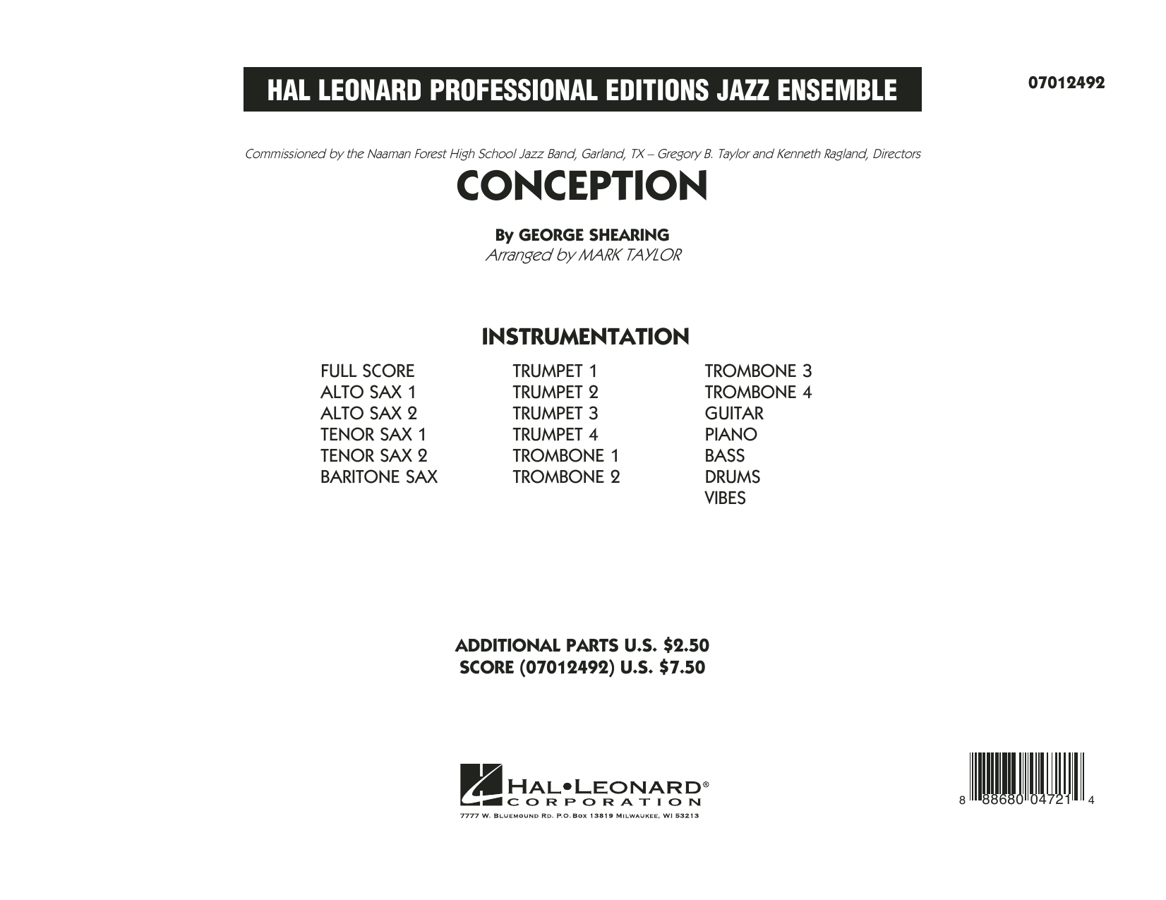 Conception - Conductor Score (Full Score) (Jazz Ensemble) von Mark Taylor