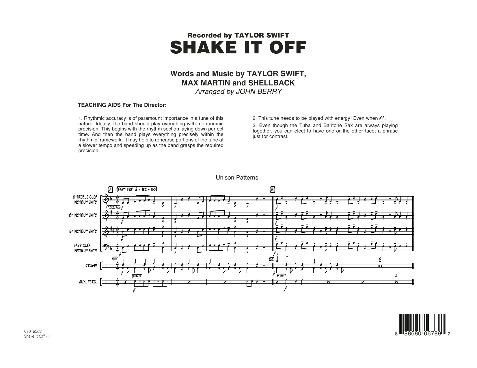 Shake It Off - Conductor Score (Full Score) (Jazz Ensemble) von John Berry