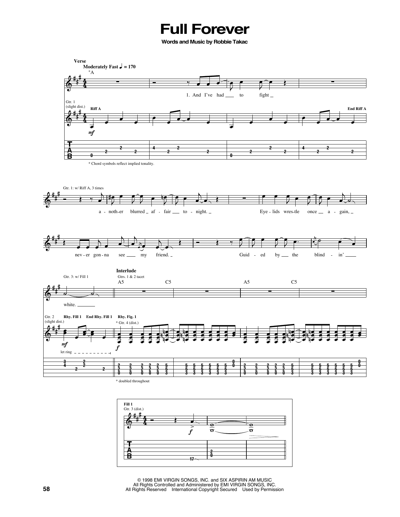 Full Forever (Guitar Tab) von The Goo Goo Dolls