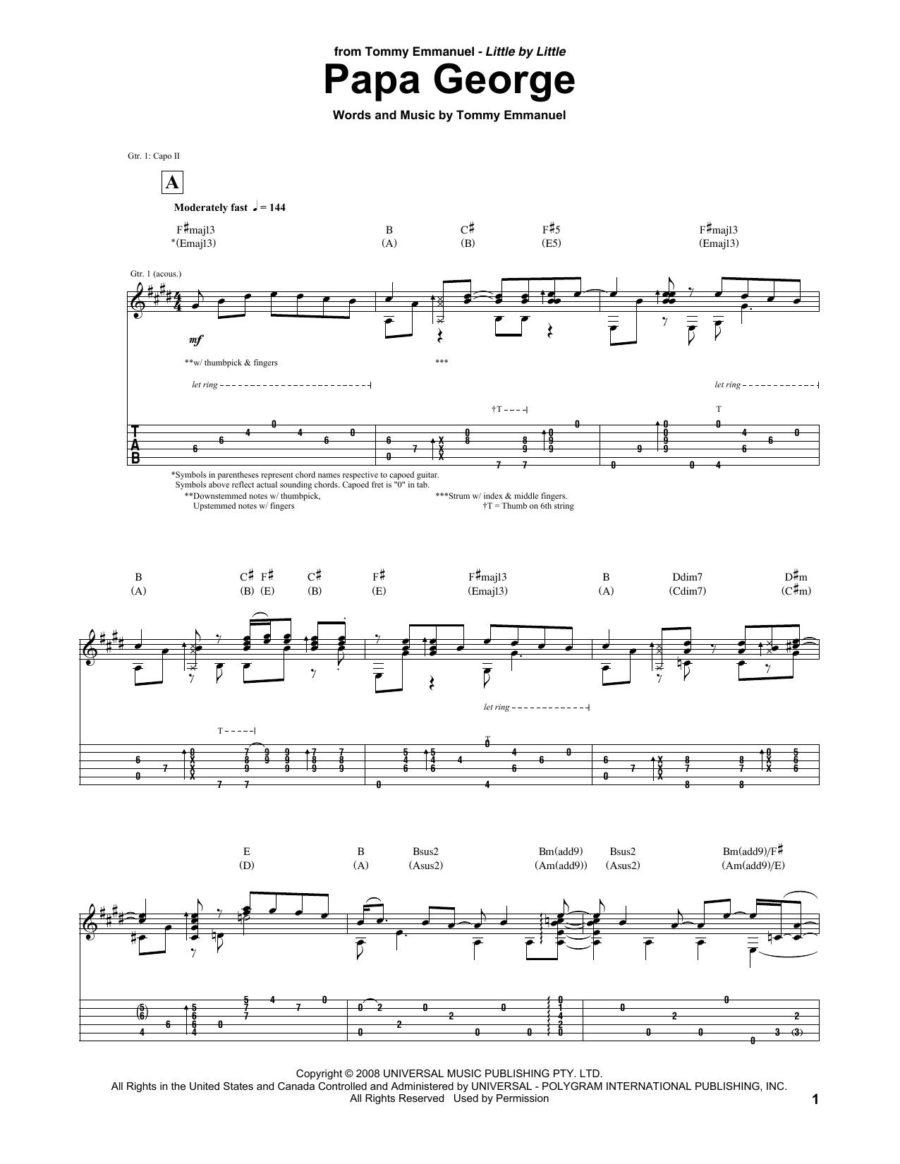 Papa George (Guitar Tab) von Tommy Emmanuel