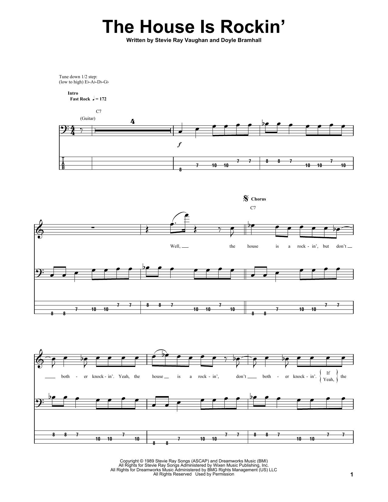 The House Is Rockin' (Bass Guitar Tab) von Stevie Ray Vaughan