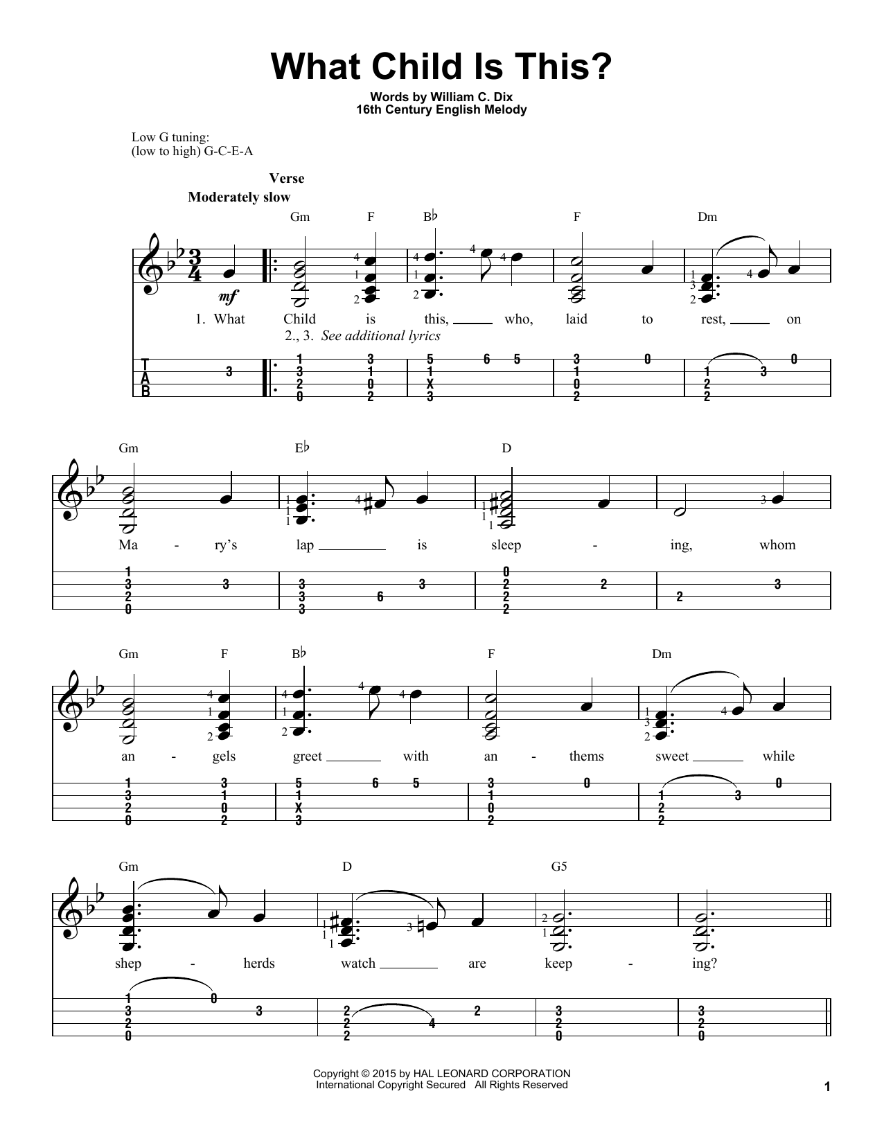 What Child Is This? (Easy Ukulele Tab) von William C. Dix