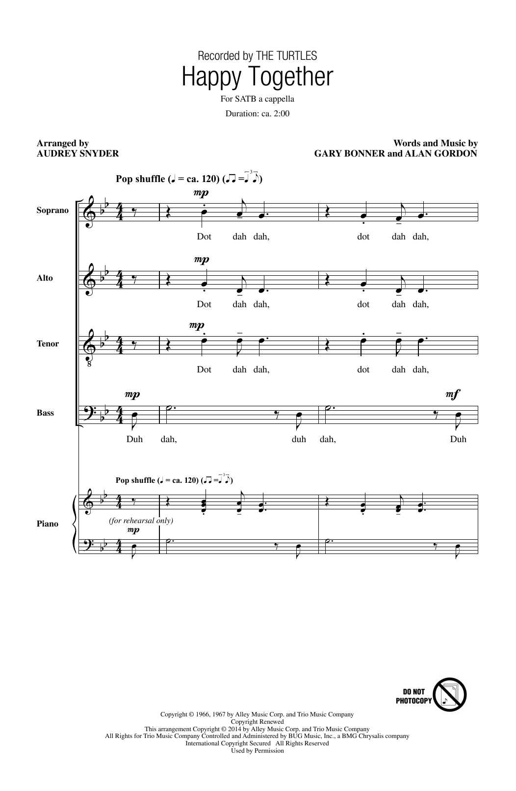 Happy Together (arr. Audrey Snyder) (SATB Choir) von The Turtles