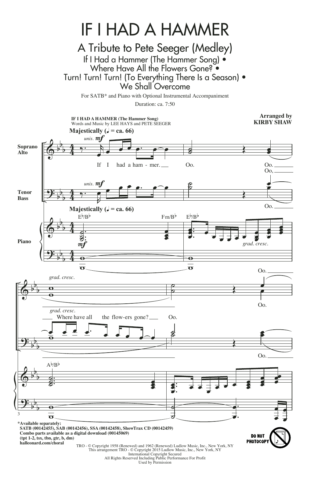 If I Had A Hammer (The Hammer Song) (SATB Choir) von Kirby Shaw