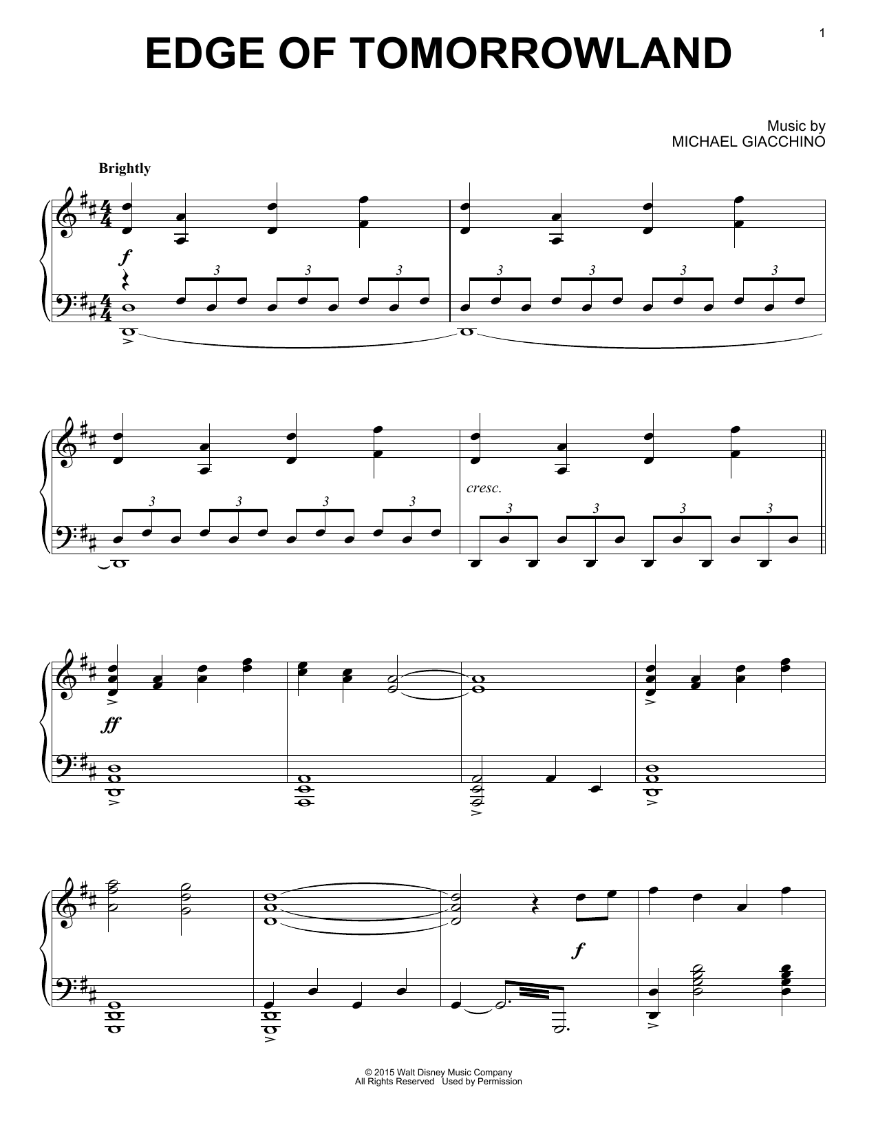 Edge Of Tomorrowland (Piano Solo) von Michael Giacchino