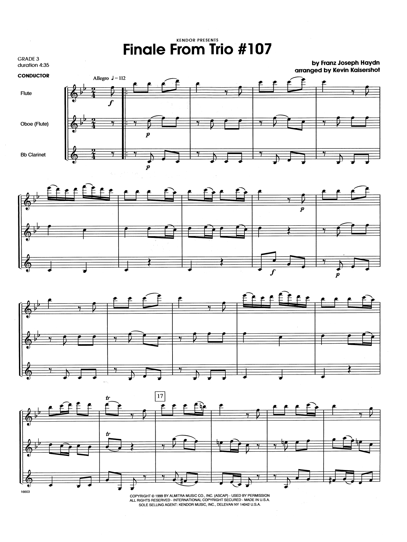 Finale From Trio #107 - Full Score (Woodwind Ensemble) von Kevin Kaisershot