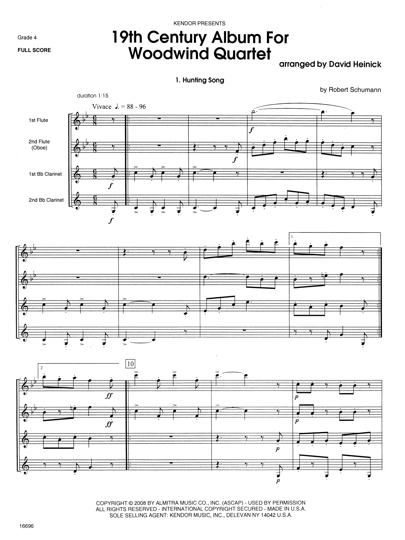 19th Century Album For Woodwind Quartet - Full Score (Woodwind Ensemble) von David Heinick