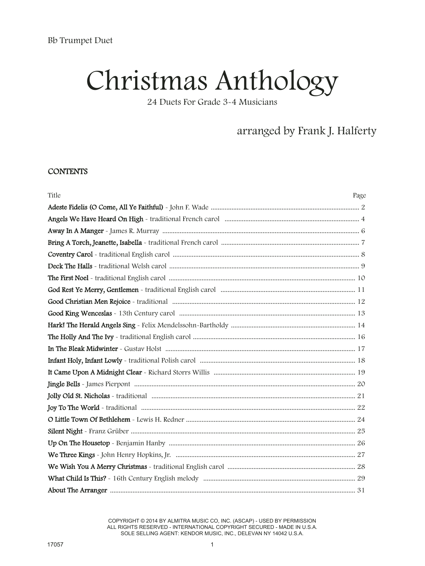 Christmas Anthology (24 Duets For Grade 3-4 Musicians) (Brass Ensemble) von Frank J. Halferty