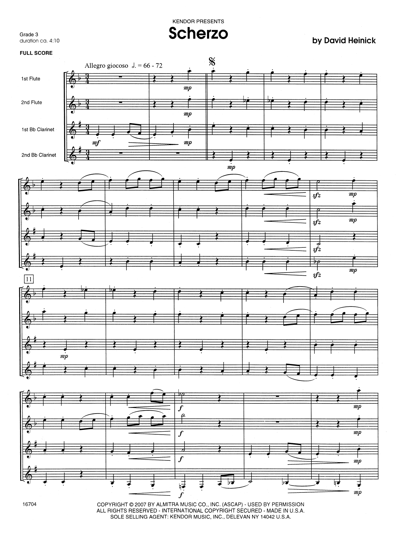 Scherzo - Full Score (Woodwind Ensemble) von David Heinick