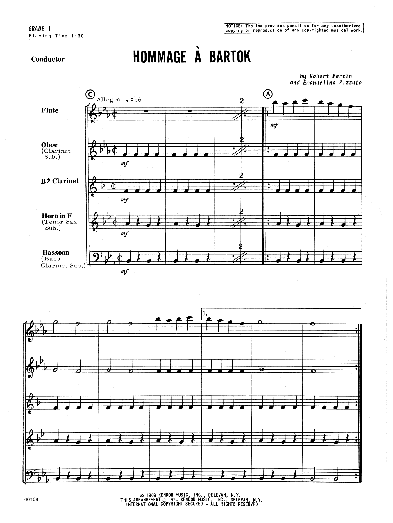Hommage A Bartok - Full Score (Woodwind Ensemble) von Martin