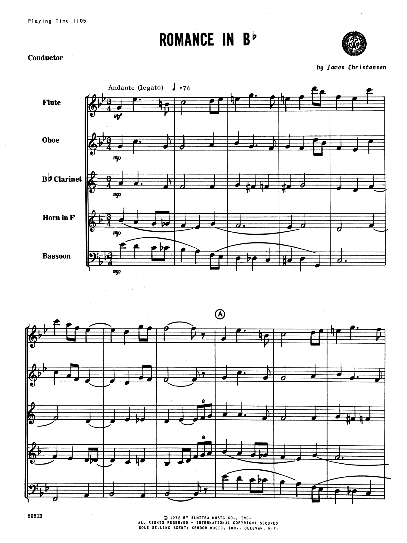 Romance In Bb - Full Score (Woodwind Ensemble) von James Christensen