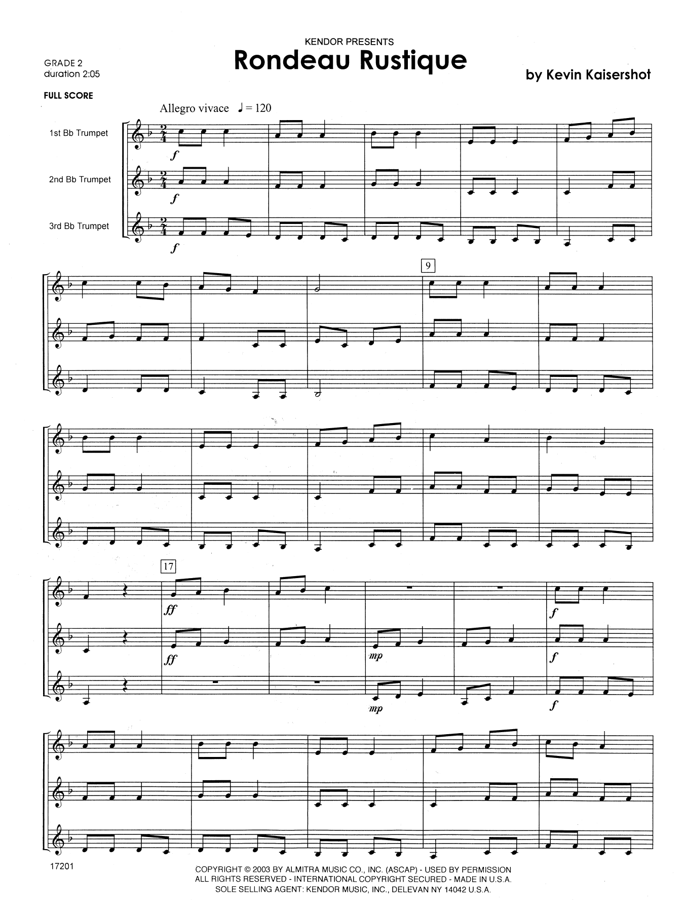 Rondeau Rustique - Full Score (Brass Ensemble) von Kevin Kaisershot