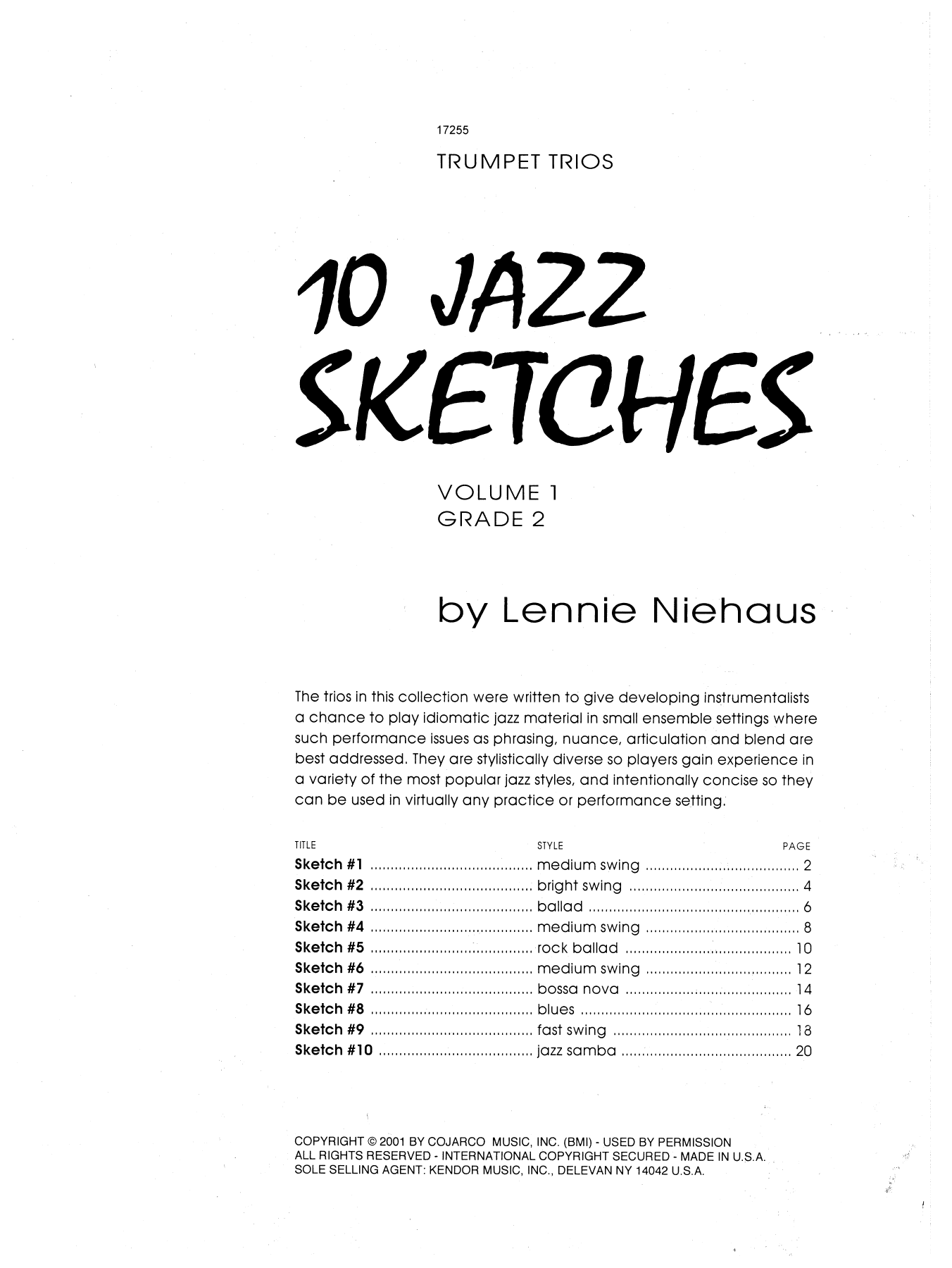 10 Jazz Sketches, Volume 1 (Brass Ensemble) von Lennie Niehaus