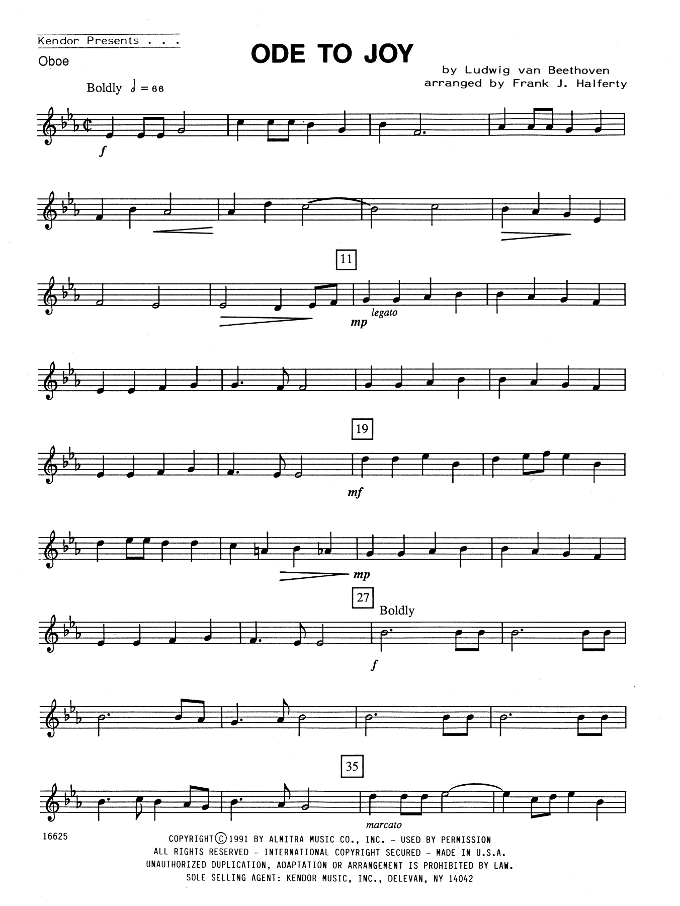 Ode To Joy - Oboe (Woodwind Ensemble) von Frank J. Halferty
