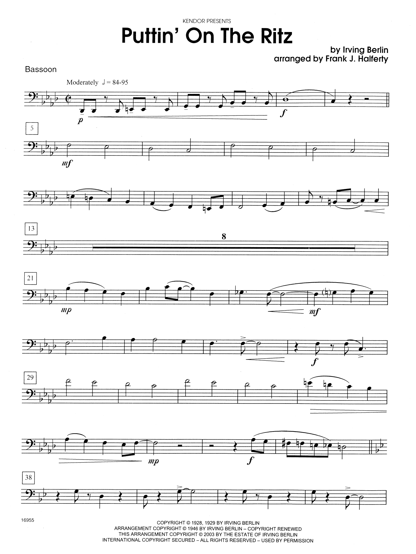 Puttin' on the Ritz - Bassoon (Woodwind Ensemble) von Frank J. Halferty