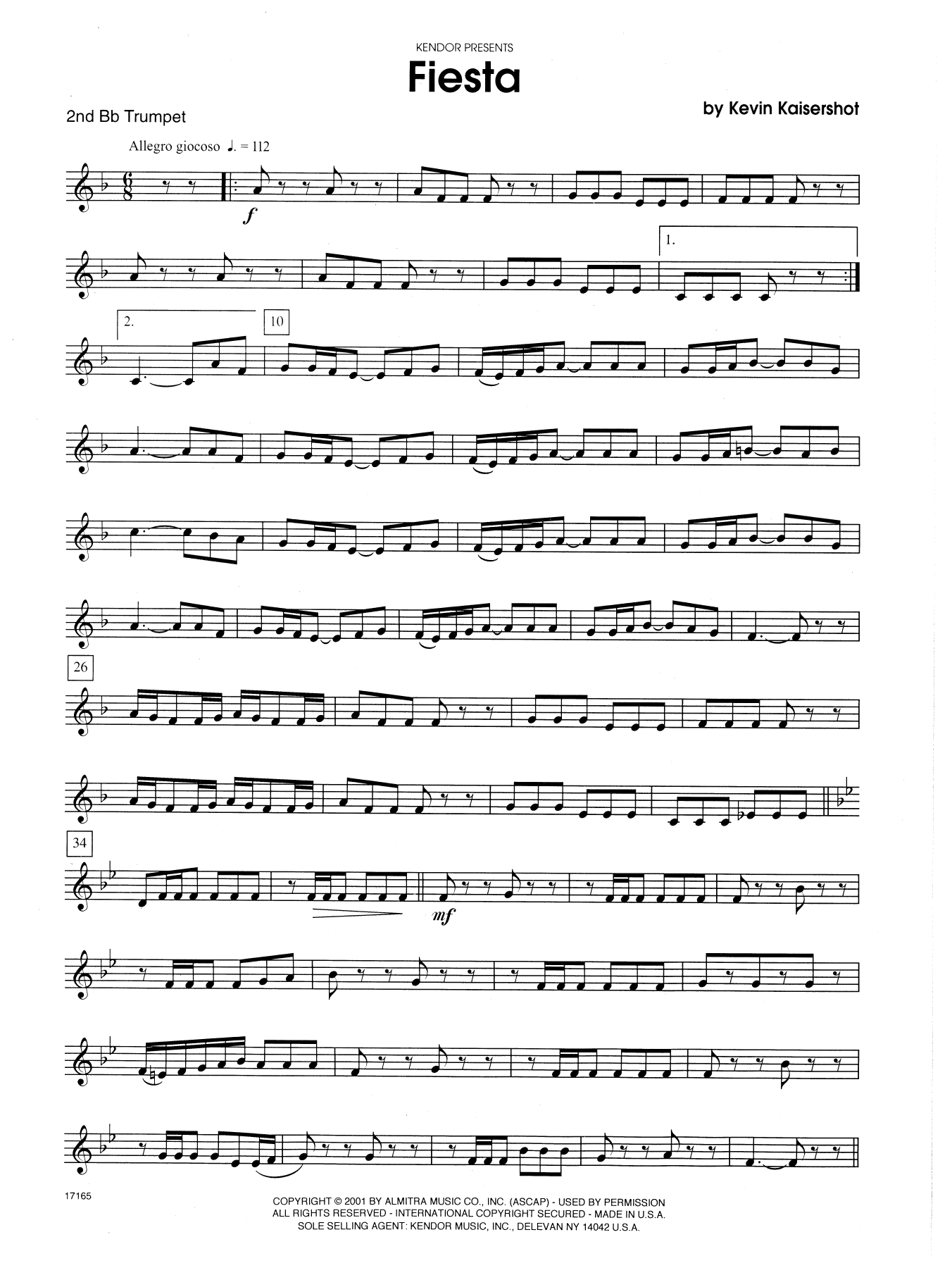 Fiesta - 2nd Bb Trumpet (Brass Ensemble) von Kevin Kaisershot